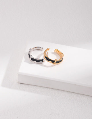 Sterling silver drip glaze couple rings