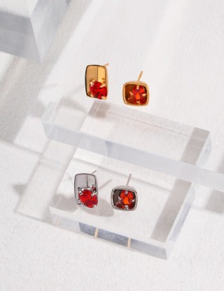 Folding design series Sterling silver earrings
