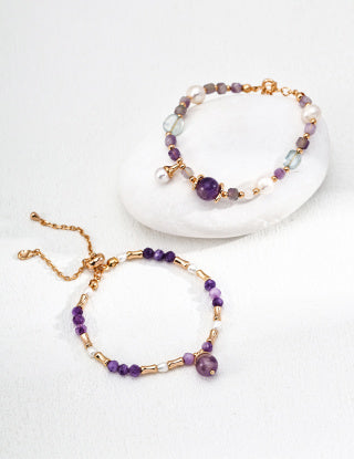 S925 Silver Natural Pearl Amethyst bracelet
