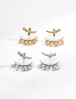 S925 Silver Retro Design Zircon Earrings (Dual-purpose - Figure 4, not sold separately)