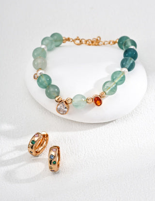 S925 silver retro Zircon bracelet and earrings set