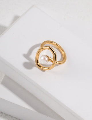 Pure silver pearl ring