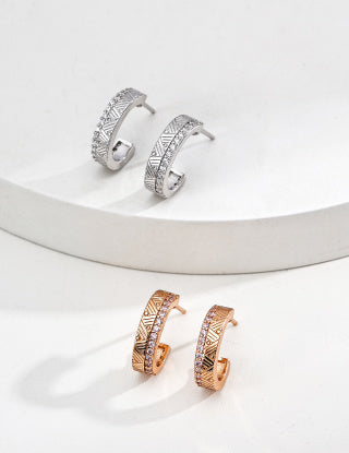 S925 silver retro design zirconia earrings