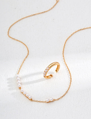 S925 silver simple imitation pearl necklace