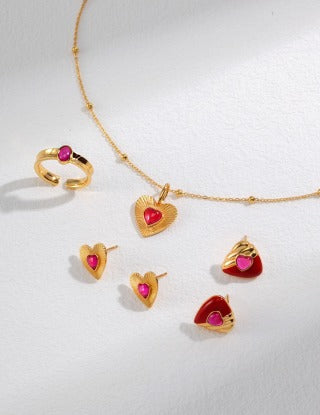 Pure silver heart-shaped earrings