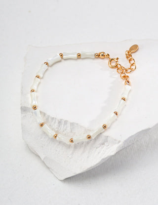 Pure silver bamboo-shaped horseshoe snail shell bracelet