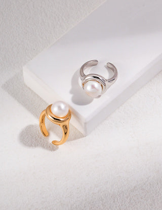 Pure silver pearl ring