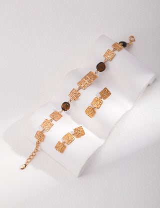 Pure silver tiger's eye stone bracelet