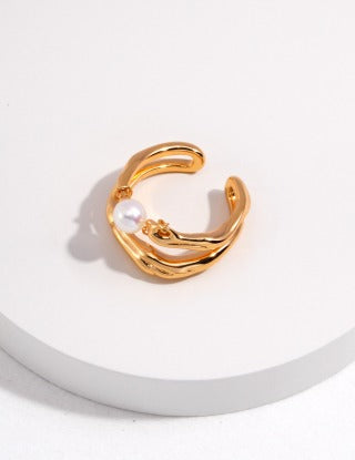 Pure silver pearl ring