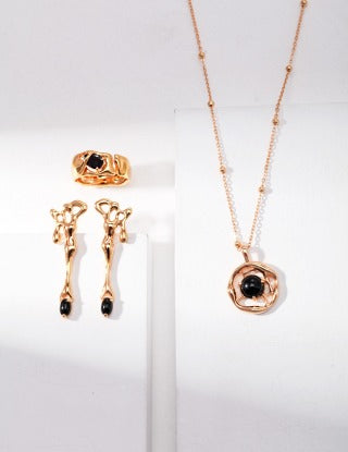 Pure silver agate earrings