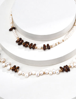 S925 Silver Natural pearl Czech Glass necklace