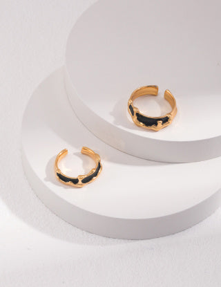 Sterling silver drip glaze couple rings