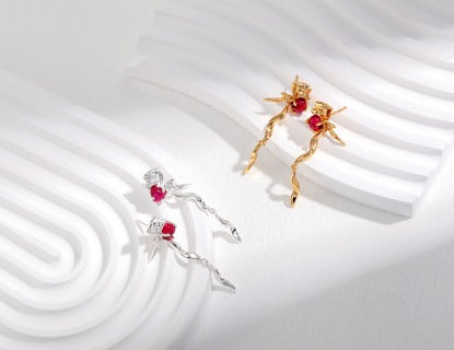 Pure silver heart-shaped earrings