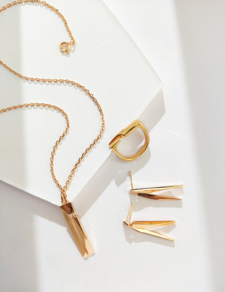 Geometric Sculpture Series Sterling silver necklace (adjustable length)