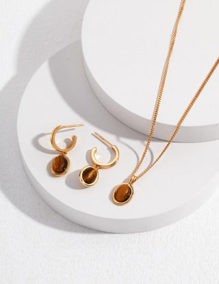 Pure silver tiger's eye necklace