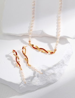 Pure silver glazed pearl earrings