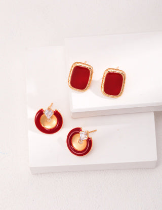 Sterling silver drop glaze earrings