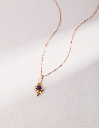 Natural Lapis lazuli Inlaid Vintage Series Sterling silver necklace (adjustable length)