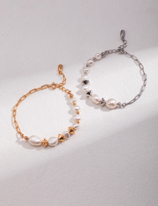 Natural Potato Baroque Pearl Series Pure silver bracelet (adjustable