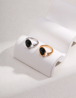 Pure silver agate ring