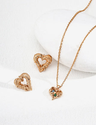 S925 silver design heart-shaped earrings