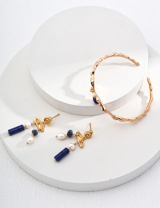 Pure silver lapis lazuli bracelet