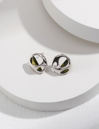 Pure silver zircon earrings