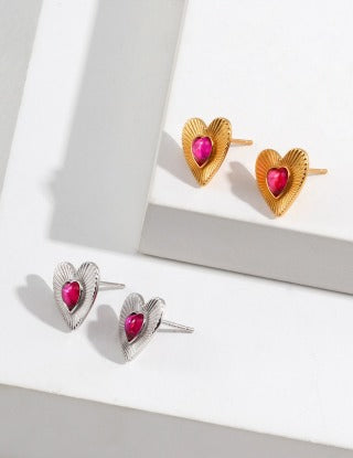 Pure silver heart-shaped earrings