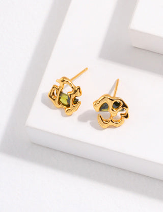Pure silver zircon earrings