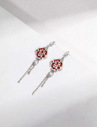Pure Silver Prosperity AB style asymmetrical earrings