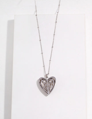 Pure silver heart-shaped necklace