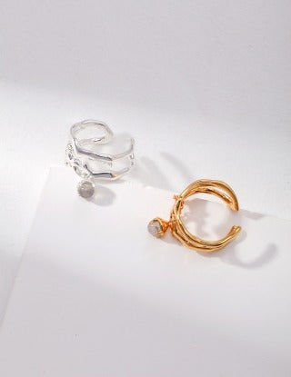 Pure silver grey moonstone best friend ring