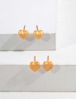 Pure silver heart-shaped stud earrings