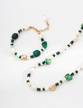 Pure silver pearl agate bracelet