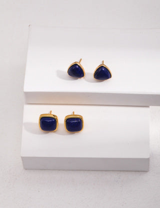 Pure silver natural lapis lazuli earrings