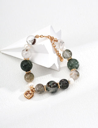 S925 Silver Natural Pearl Ghost Bead Crystal bracelet