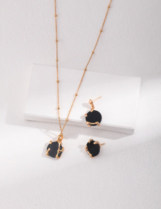Pure silver agate necklace (adjustable)