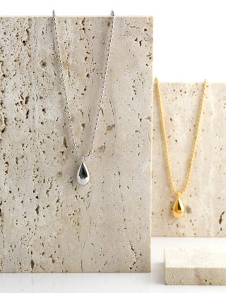 Pure silver teardrop necklace