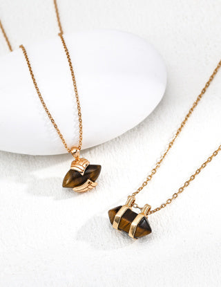 S925 Silver fashionable retro tiger's Eye pendant necklace