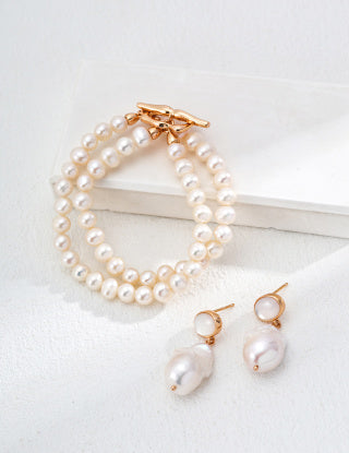 S925 silver natural pearl shell earrings