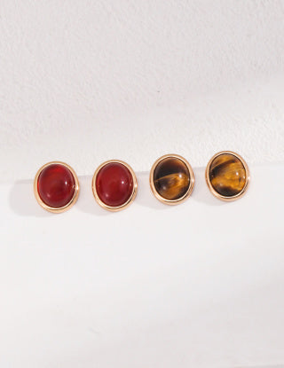 Pure silver agate/tiger's eye earrings