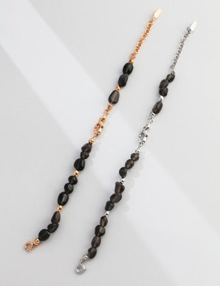 Pure silver obsidian bracelet