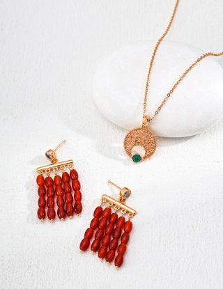 S925 Silver simple red agate earrings