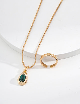 S925 Silver Natural Tiger's Eye Malachite pendant necklace