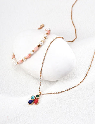 S925 Silver Retro natural lapis lazuli Zircon pendant necklace
