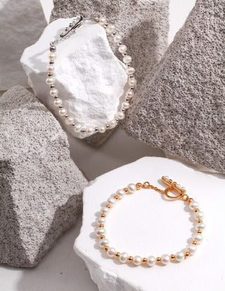 Pure silver pearl bracelet
