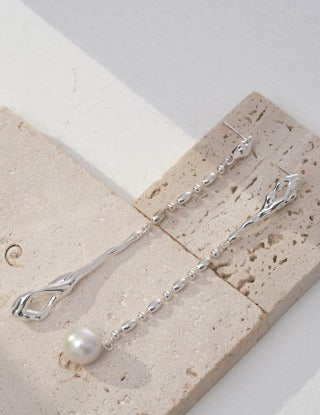 Pure silver Baroque pearl AB style earrings