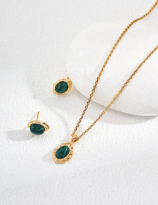 Natural malachite earrings and stud earrings