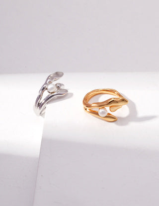 Pure silver pearl ring