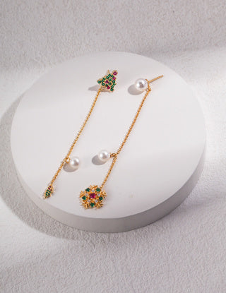 Sterling silver Christmas snowflake earrings